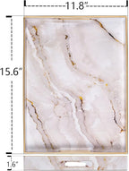 White Decorative Tray, Plastic Rectangle Serving Tray - Image 2