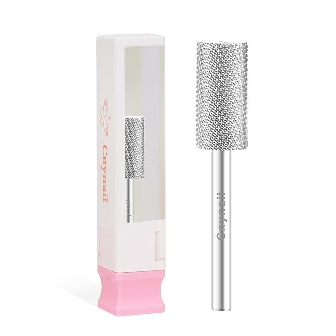 3/32" Large Barrel Bit Tungsten Carbide Nail Drill Bit Safety Bit for Gel & Acrylic Removal, 2- Way Rotating Efile Tip, Salon Electric File Accessory (F Girt, Silver)