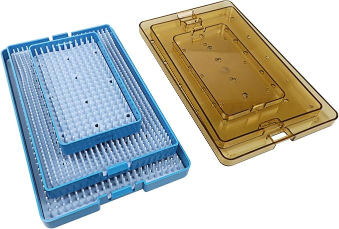 Dental Plastic Sterilization Tray Box Instrument Autoclavebale Detachable Stand Box Holder with Silicone Mat (Medium)