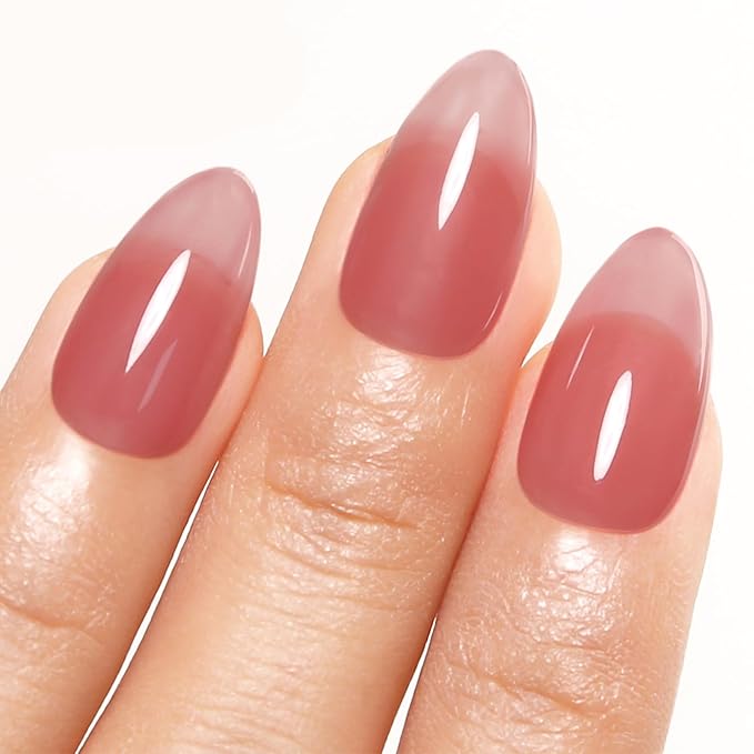 Imtiti Jelly Gel Polish, 15ML Sheer Plum Red Jelly Gel Nail Polish Translucent Spring Summer Nail Gel Polish LED UV Gel Nail Polish for Nail Art DIY Manicure