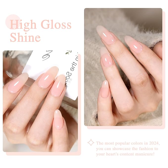 Milky Nude Rose Gel Nail Polish LED UV Gel Soak Off Clear Nude Pink French Manicure Jelly Nail Gel Polish Varnish Curing Requires 1pcs 15ml for Home Salon Nail Art DIY (XY37, SY05, XY56)