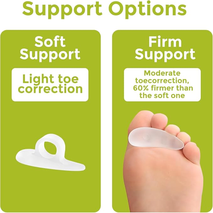 Bukihome Hammertoe Corrector Gel Toe Straighteners - 12 pcs Support Crest for Women & Men - Realign Bent, Crooked, Curled, Claw, Hammer Toes - Clear,Single Loop