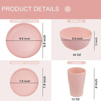 32Pcs Pink Plates and Bowls Sets - Image 2