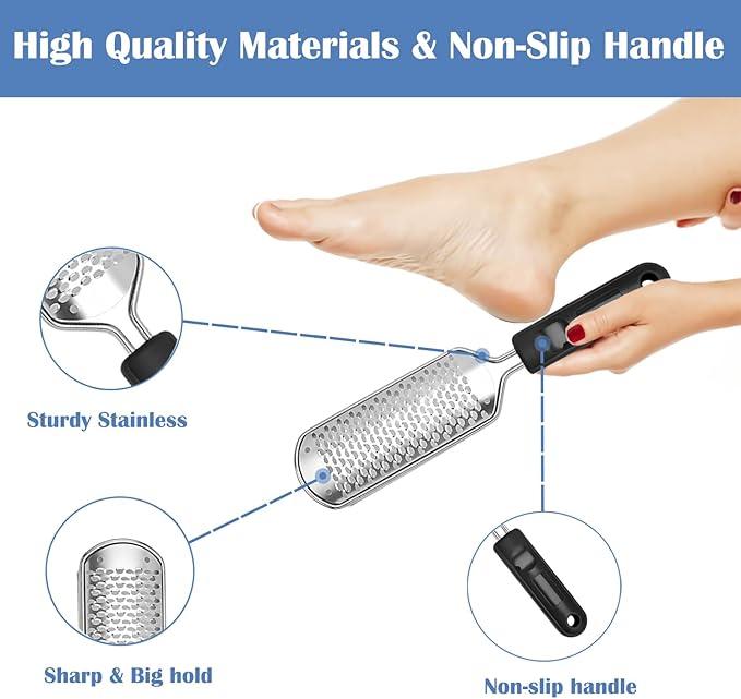 Professional Foot Files,Colossal Stainless Steel Detachable Foot Scrubber, Foot Scrub Supplies, Professional Pedicure Tools Washable and Reusable