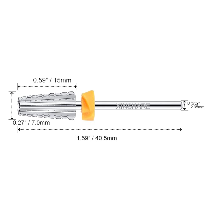 5 in 1 Nail Drill Bits 3/32" Carbide Bits Fast Remove Acrylic or Hard Gel Polishing Suitable for Manicure Pedicure Nail Art Cuticle Bits Both Left and Right Handed Two Way Rotate 2XC