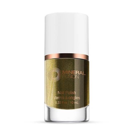 Mineral Fusion Dark Glitter Gold Nail Polish, Gold Rush 0.33 Fl Oz (Pack of 1)
