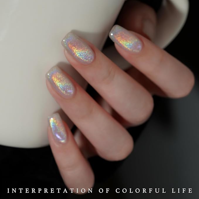 GAOY Rainbow Glitter Cat Eye Gel Nail Polish Set, 6 Holographic Sparkle Colors for Nail Art DIY Manicure and Pedicure at Home