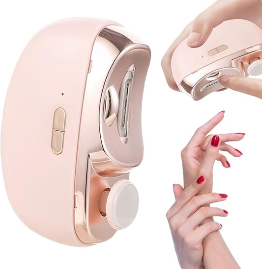 Electric Nail Clippers,2025 Upgraded 3 in 1 Automatic Electric Nail Clipper Trimmer with Polishing for Fingers and Toes with 2 Adjustable Speeds for Seniors,Adults,Women-Pink