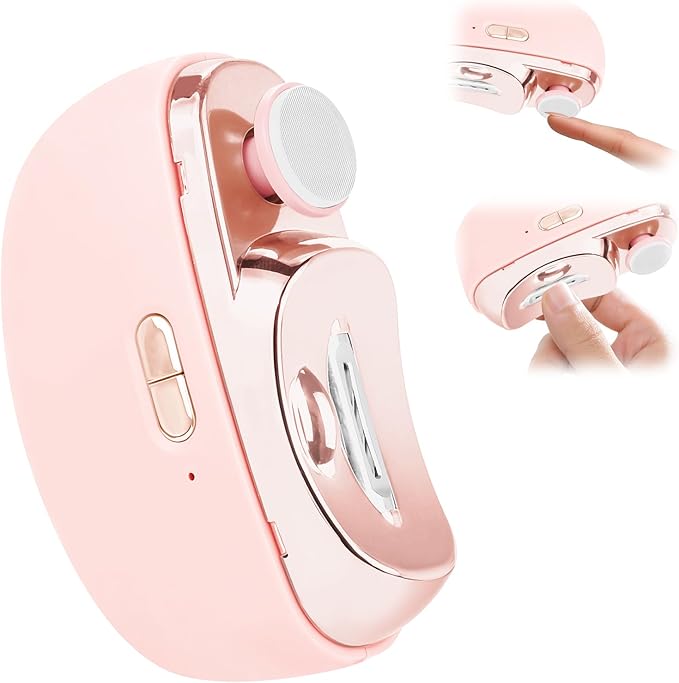 Electric Nail Clipper, 2026 New Upgraded 3-in-1 Nail Trimmer with Polishing, 2-Speed Adjustable Nail Cutter with LED Light, Multifunctional Electric Nail Clippers for Seniors Babies Adults (Pink)