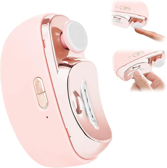 Electric Nail Clipper, 2026 New Upgraded 3-in-1 Nail Trimmer with Polishing, 2-Speed Adjustable Nail Cutter with LED Light, Multifunctional Electric Nail Clippers for Seniors Babies Adults (Pink)