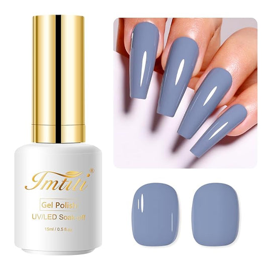 Imtiti Gel Nail Polish 0.5 Fl Oz Pewter Grey Gel Polish, Soak Off LED U V, DIY Nail Art Starter Kit For Women & Girls