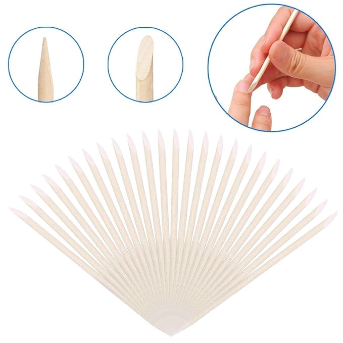 BTYMS 600 Pcs Orange Wood Stick Cuticle Pusher 4.5 Inch Double Sided Wooden Cuticle Remover Orange Sticks for Nails