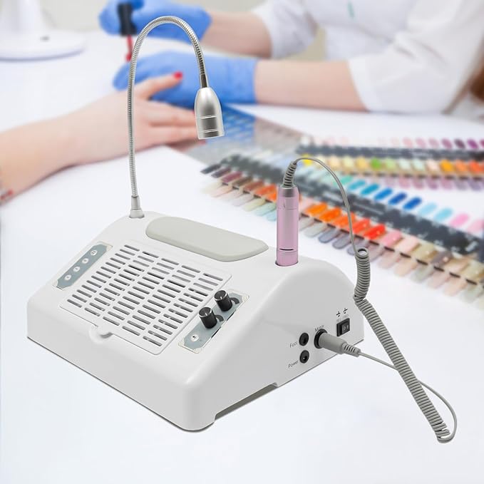5 in 1 Nail Dust Collector, 40W Professional 30000rpm Electric Multifunction Nail Art Machine, UV LED Nail Lamp for Nails Manicure, with LED Lamp in Salon & Home