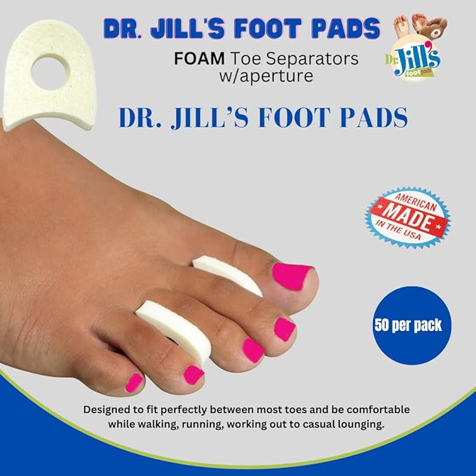 Dr. Jill's Foot Pads, YJ26-3052, Toe Separator Pad 1/4" Foam (50 Pack)