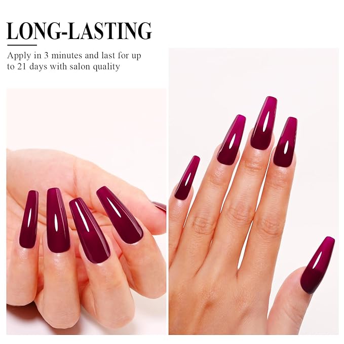 Imtiti Red Gel Nail Polish - Burgundy Red, 15ML - Autumn Winter Cherry Chutney - Soak Off LED/UV Gel Nail Polish DIY Starter Kit