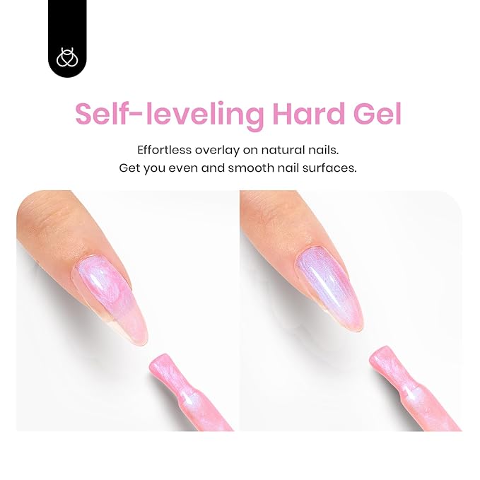 Beetles Builder Gel for Nails,Pearl Shimmer 6 Colors Builder Gel Set for Building Apex & Nail Extension Uv Led White Pink Purple Mermaid Drawing Strengthener for Thin Nails Beauty Gift Sets for Women