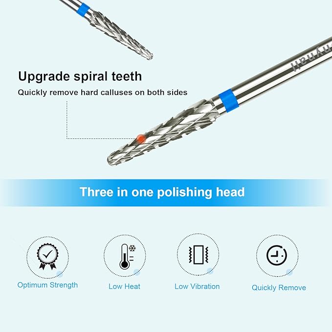 3/32" Small Cone Clean Medium Grit Carbide Cuticle Cleaner Bit for Electric Nail Drills – Professional Manicure Tool for Nail Salons and Home Use (M Grit. Silver)