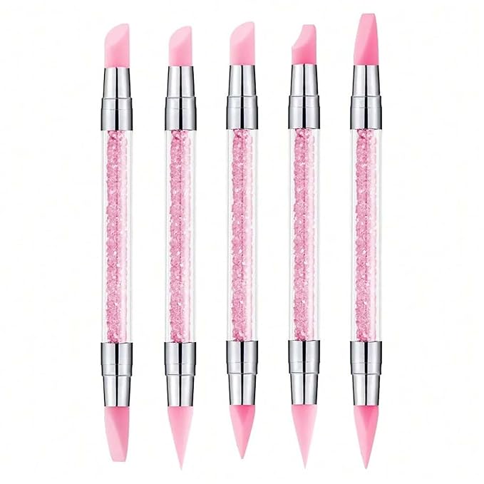5pcs Nail Sculpture Pen Dual Tipped Nail Art Sculpture Pen, Nail Art Tools for Home Salon for Design Nail Carving Drawing Shaping Effect DIY Gel Manicure Tools (PINK)