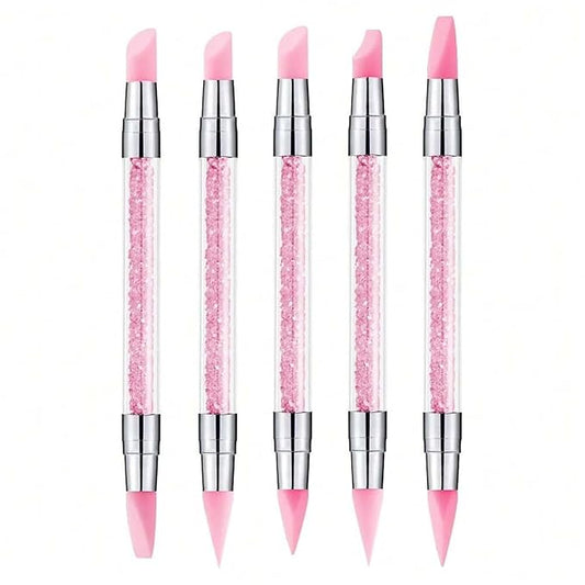 5pcs Nail Sculpture Pen Dual Tipped Nail Art Sculpture Pen, Nail Art Tools for Home Salon for Design Nail Carving Drawing Shaping Effect DIY Gel Manicure Tools (PINK)