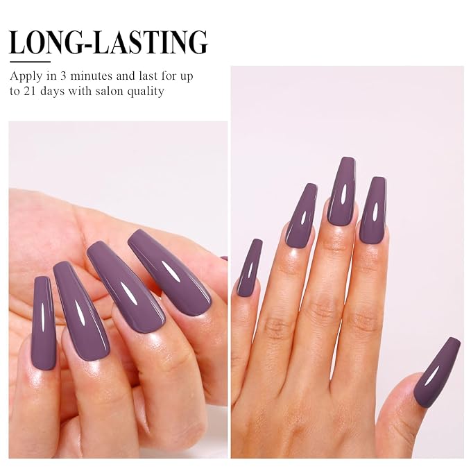 Imtiti Purple Gel Nail Polish - Rose Purple High Gloss Soak Off UV LED Nail Gel Autumn Winter DIY Design Kit 10ML