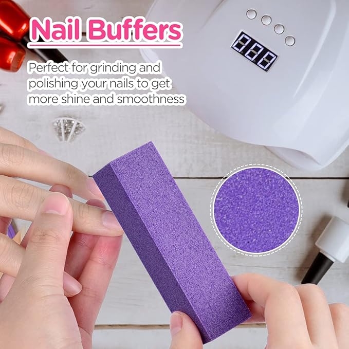 Nail Files and Buffer, TsMADDTs Professional Manicure Tools Kit Rectangular Art Care Buffer Block Tools 100 180 Grit 12PCS(White)
