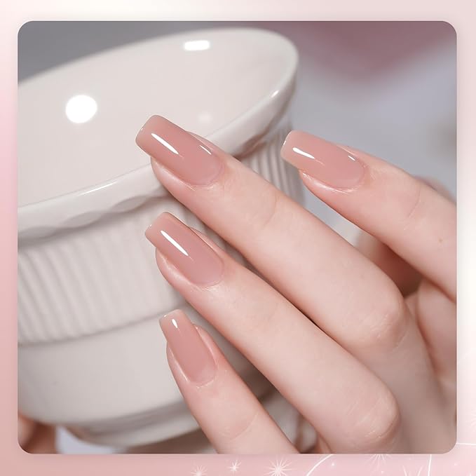 GAOY Jelly UV Gel Nail Polish of 6 Transparent Nude Pink Gray Colors Sheer Gel Polish Kit for Salon Manicure and Nail Art DIY at Home, Rose Quartz