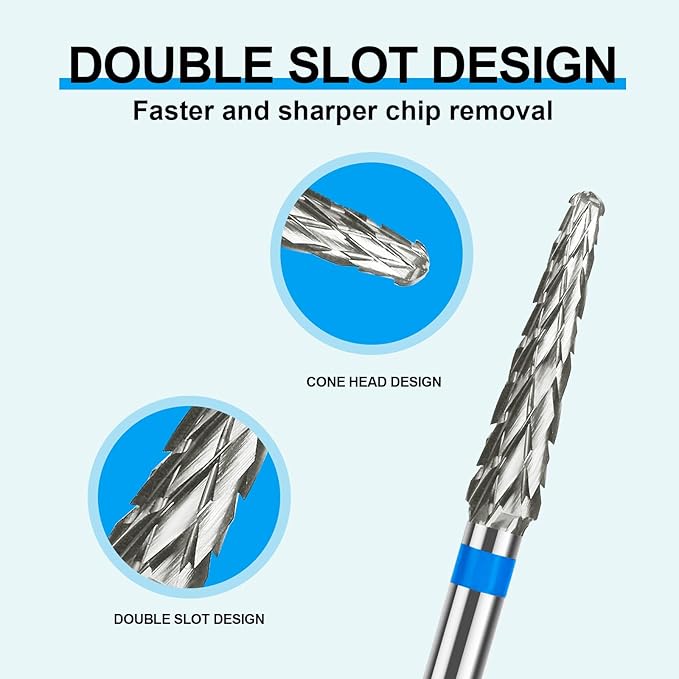 3/32" Small Cone Clean Medium Grit Carbide Cuticle Cleaner Bit for Electric Nail Drills – Professional Manicure Tool for Nail Salons and Home Use (M Grit. Silver)