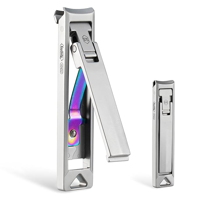 KeyUnity KN02 Keychain Nail Clippers, Foldable Stainless Steel Fingernail Cutter for Travel & Everyday Carry