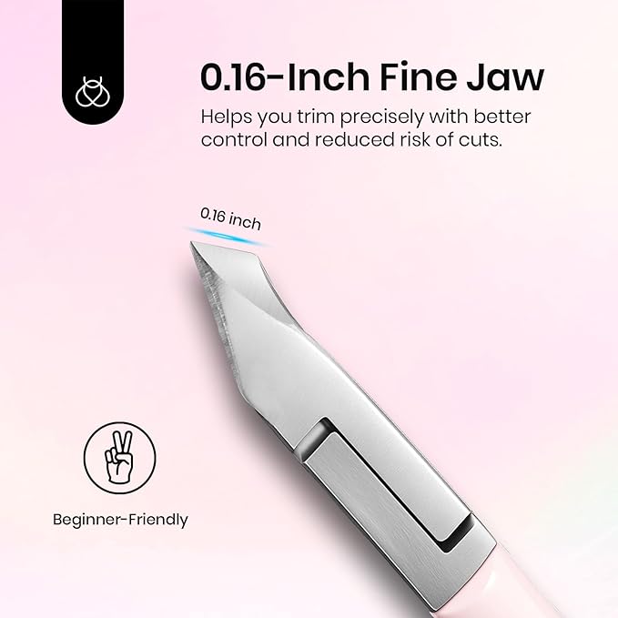Beetles Cuticle Trimmer Nail Cuticle Nippers 0.16 Inch Fine Jaw Cuticles Cutter Stainless Steel Cuticles Remover Scissors Beginner Friendly Nail Art Tools for Manicure Care Pink