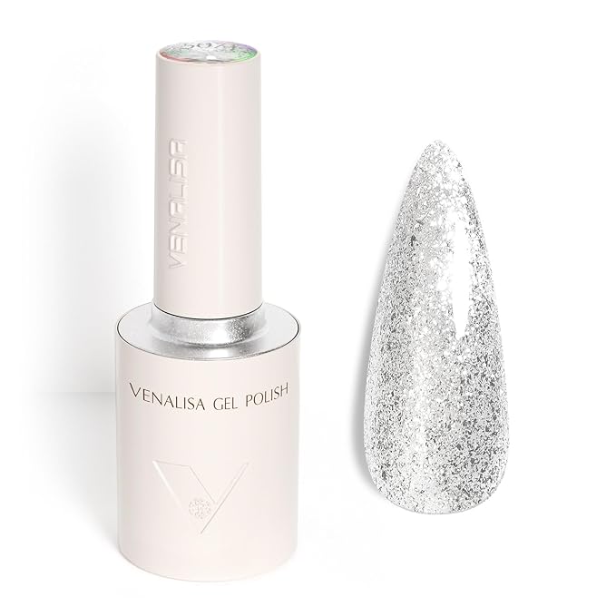 VENALISA Platinum Silver Glitter Gel Nail Polish 1 Pcs 10ML Soak Off Salon Manicure DIY at Home Nail Art For Girls Women