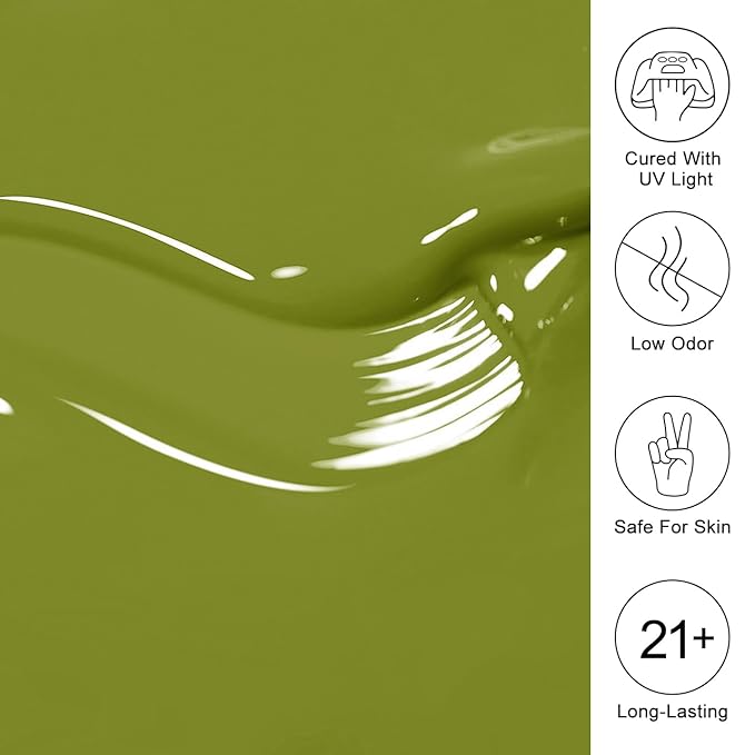 Imtiti Green Gel Polish, 15ML Olive Green Soak Off LED UV Gel Polish for Autumn Winter, DIY Nail Art Starter Manicure Salon Kit