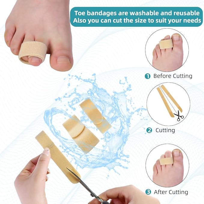 Medical-All Toe Separators for Women Overlapping Toes, Bunion Corrector and Toe spacers, Buddy Wraps for Broken Toes, Hammertoe Straightener (Black)