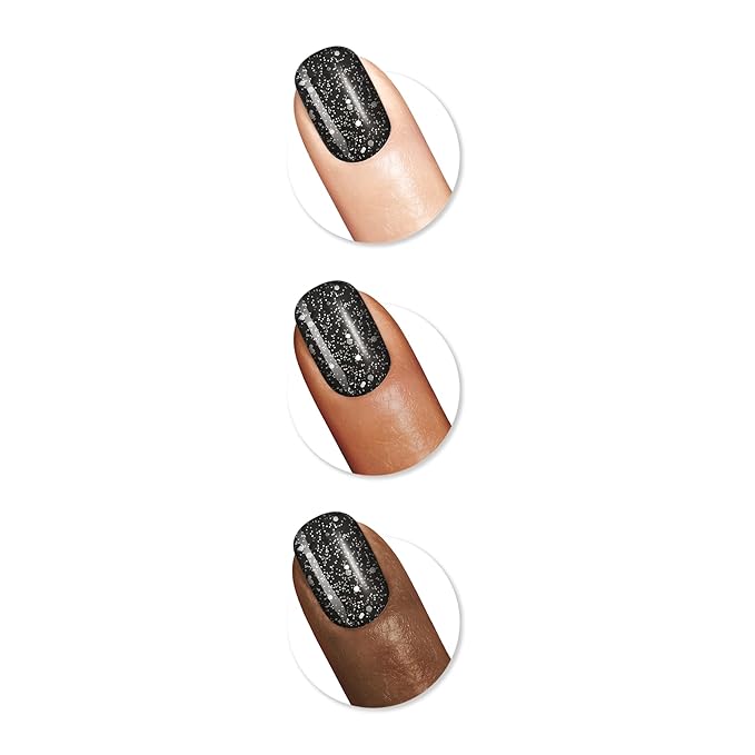 Sally Hansen Insta-Dri Nail Polish | Quick Dry, Long Lasting, Streak-Free Shine | Opaque, Glittery | 565 Powerslide | Black with White Glitter Nail Color