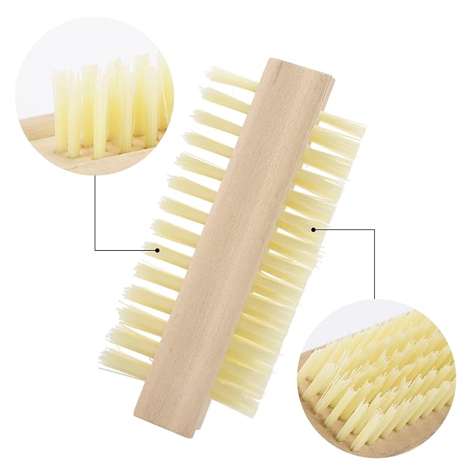 Nail Cleaning Brushes Wood for Fingernails 2-Sided Non-Slip Brush Wooden Nail Brushes 5 Pack