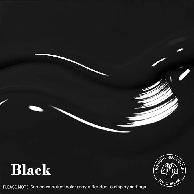 HEMA and TPO Free Black Gel Polish for Chrome Nail Powder, 18 ML Black One Step Gel Nail Polish 3-in-1, No Need Base and Top Coat, Soak Off U V Gel Polish for Women Girl Nail Lovers