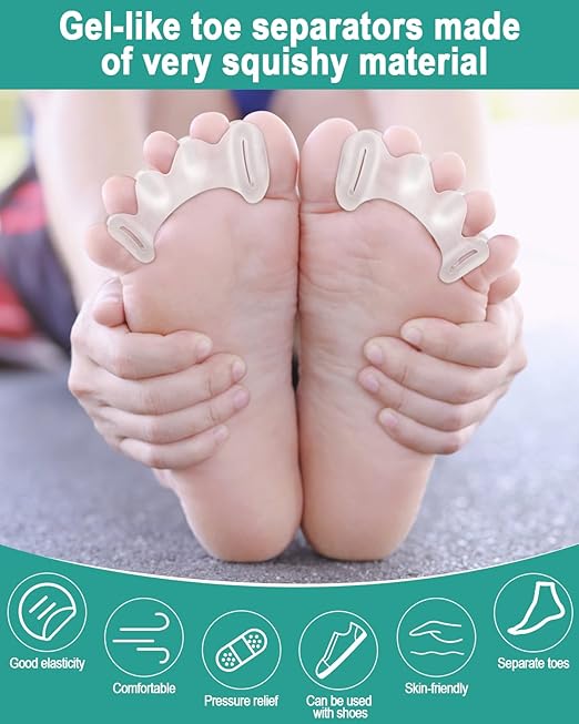 2 Pairs Toe Spacers Gel Silicone Toe Separators for Women Men to Correct Bunion Toes, Hammer Toes, Soft Big Toe Straightener Toe Corrector Toe Spreader for Feet Relief, Plantar Fasciitis