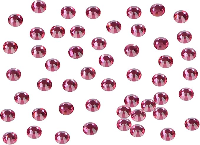 1440PCS Art Nail Rhinestones Non Hotfix Glue Fix Round Crystals Glass Flatback for DIY Jewelry Making with one Picking Pen (ss12 1440pcs, Fuchsia)