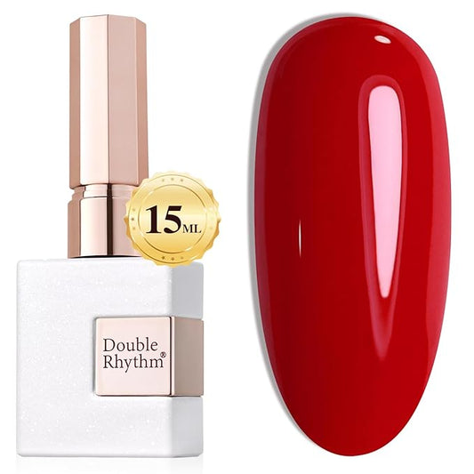 Double Rhythm Gel Polish 15ML Jelly Sheer Pastel Light Milky Color Pearl White Bottle 1 PC 0.5 OZ Full Size Nail Art Salon at Home (Red-D1091)
