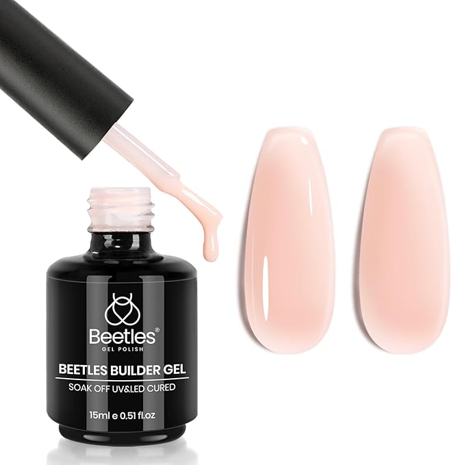 Beetles Builder Gel for Nails, 8 in 1 Jelly Nude Gel Builder for Building Nails Apex & Nail Extension Strengthener Thin Nails DIY Fall Nails Art Design for Beginner Women UV & LED Lamp Needed