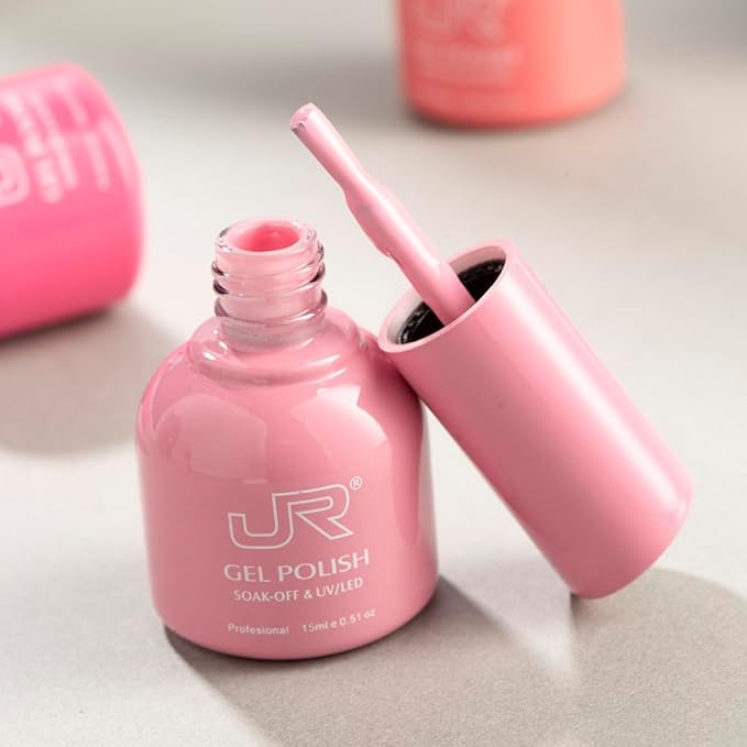 JR 15ml 6 Pcs Gel Nail Polish Set Colorful Collection Pink Nail Polish Kit Soak off UV Gel Polish Manicure Nail Salon for Women (137H, 15ml)