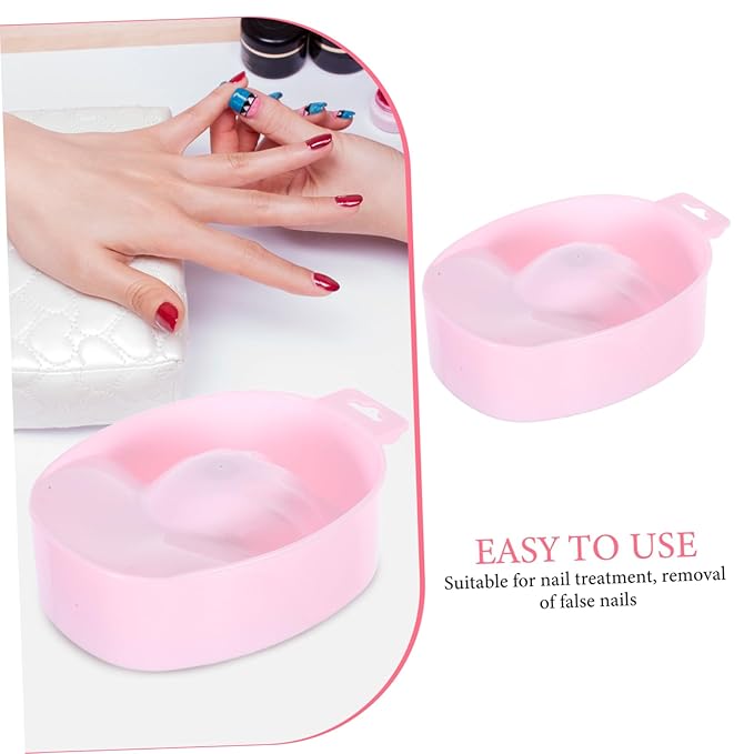 Mipcase Manicure Hand Dish Nail Soaker Dish Spa- Bowl Nail Art Bowl Plastic Rectangular Pink