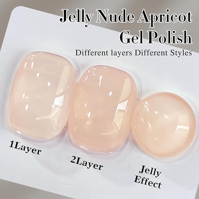 Double Rhythm Gel Polish 15ML Jelly Sheer Pastel Light Milky Color Pearl White Bottle 1 PC 0.5 OZ Full Size Nail Art Salon at Home (Nude-D1358)