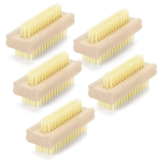 Nail Cleaning Brushes Wood for Fingernails 2-Sided Non-Slip Brush Wooden Nail Brushes 5 Pack