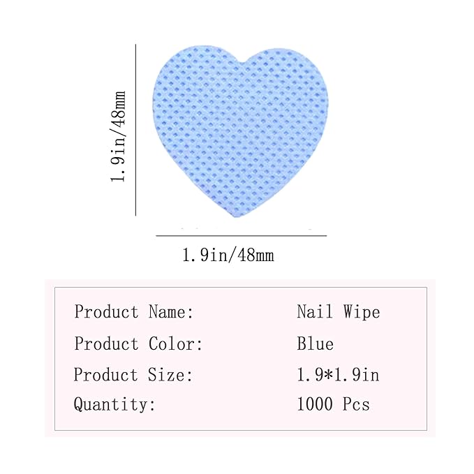 1000 PCS Lint Free Nail Wipes,Nail Polish Remover Wipes for Lash Extension Supplies,Lint-Free Lash Glue Wipes Pads Eyelash Extension Nails Wipes for Nail Polish Remover,Lash Glue Cleaning Pads, Blue