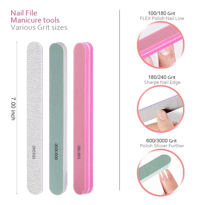 Gel Nail Polish Remover Tools Kit Acetone Acrylic Nails Tool Sets, With Nail Clips, Wipes, Cutter, Pump, Nail Buffer Shiner Files, Brush