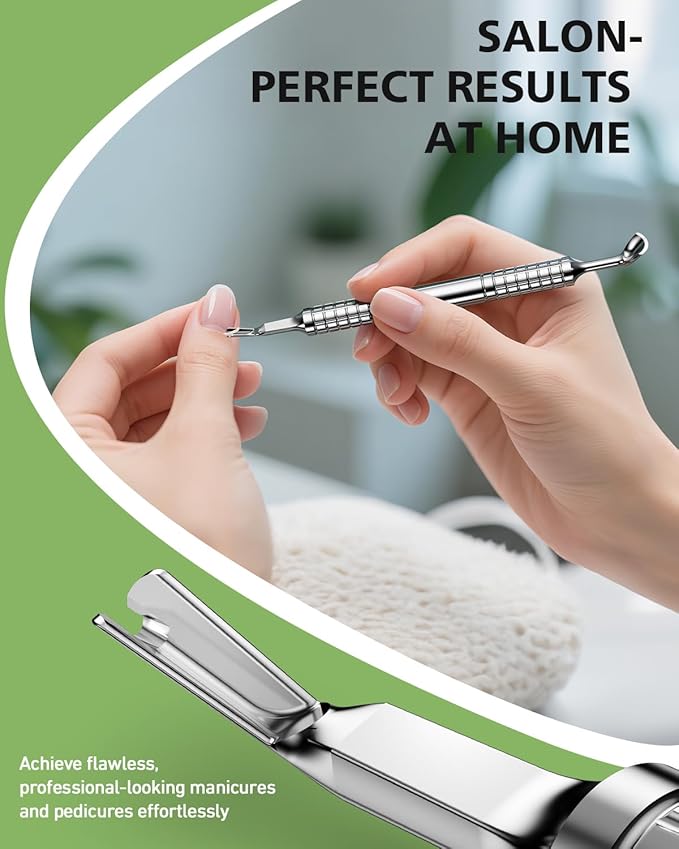 BALUCA Professional Cuticle Pusher & Trimmer for Women - 2-in-1 Nail Cuticle Remover Tool for Perfect Manicures & Pedicures, Silver