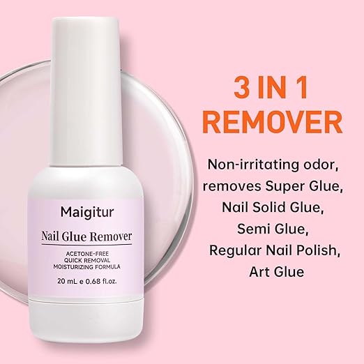 40ML Nail Glue Remover for Press On Nails - False Nails Tips - Acrylic nails Press On Nail Remover Easy Removal Debonder for Glue on Nail Tips,Non-Acetone Nail Polish Remover