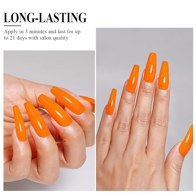Imtiti Neon Gel Nail Polish, Neon Orange Gel Polish High Gloss Soak Off UV LED Nail Gel Polish Spring Summer Art Manicure Salon DIY Design 10ML
