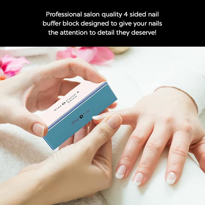 DreamCut 4-Way Nail Buffer Block - 4 Steps Sanding Polisher, Washable Emery Buffing Tool for Professional Manicure and Pedicure
