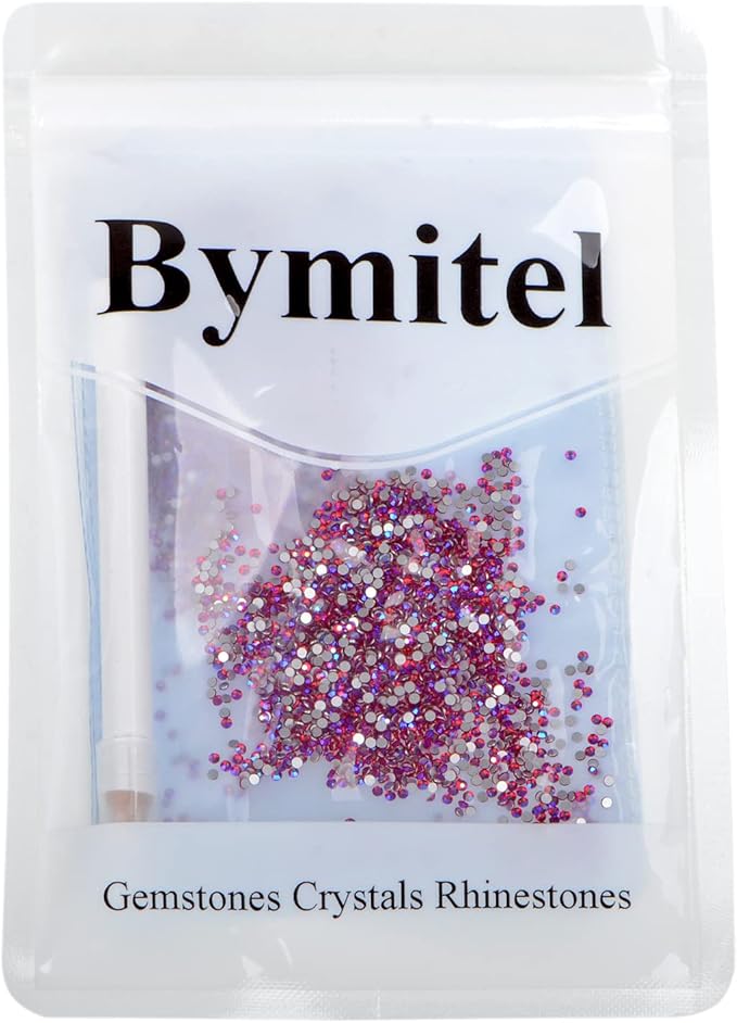2880PCS Art Nail Rhinestones Non Hotfix Glue Fix Round Crystals Glass Flatback for DIY Jewelry Making with one Picking Pen (ss4 2880pcs, Siam AB)